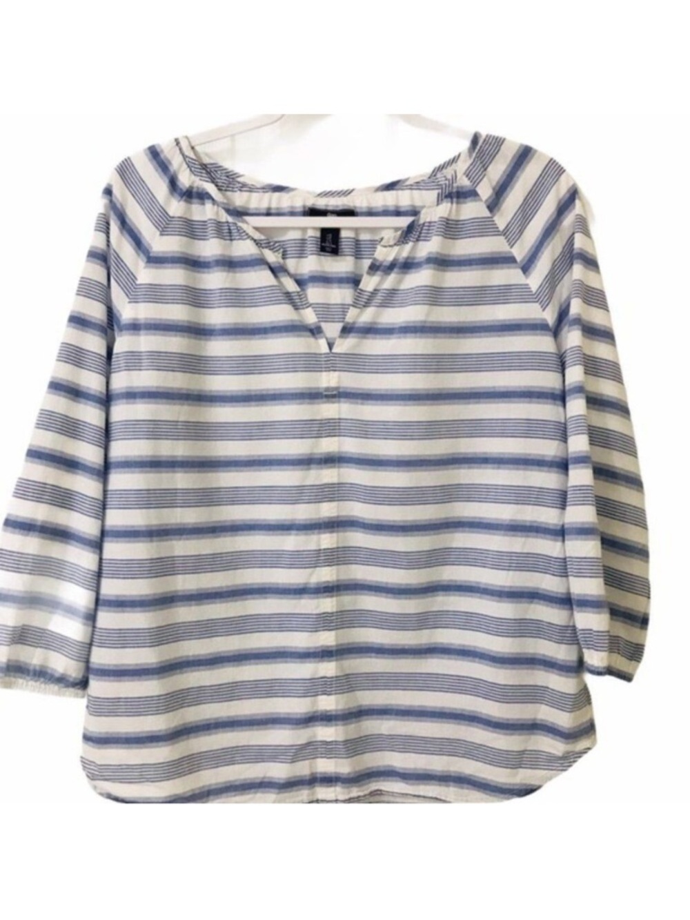 Gap Nautical Blouse Blue 100% Cotton Lightweight Boho Peasant Striped Size S
